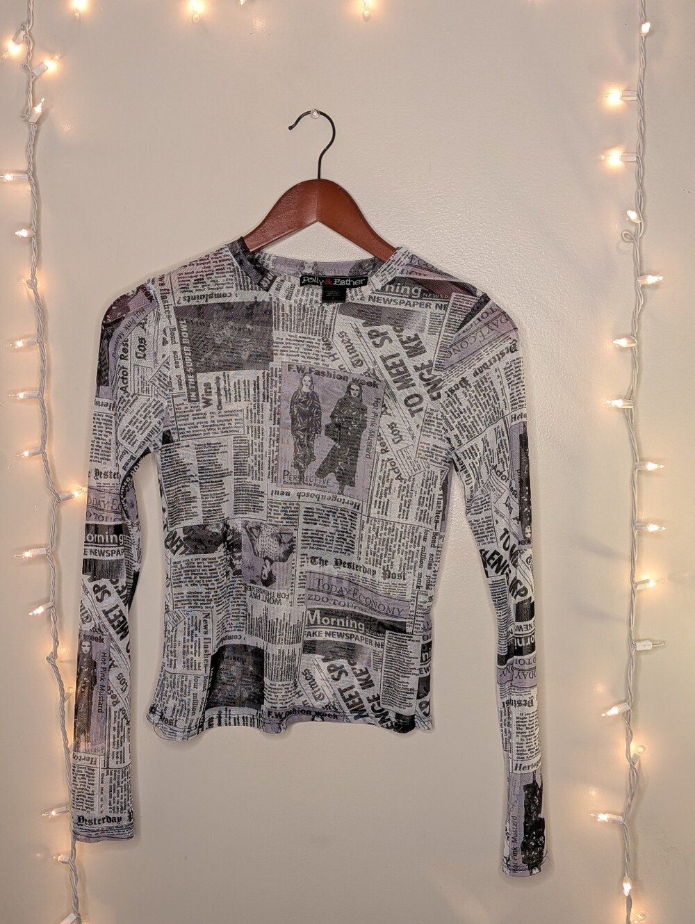 Polly & Esther Sheer Black and White Graphic Print Top